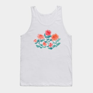 Chrysanthemum Watercolor & Pen Print - Pastels Tank Top